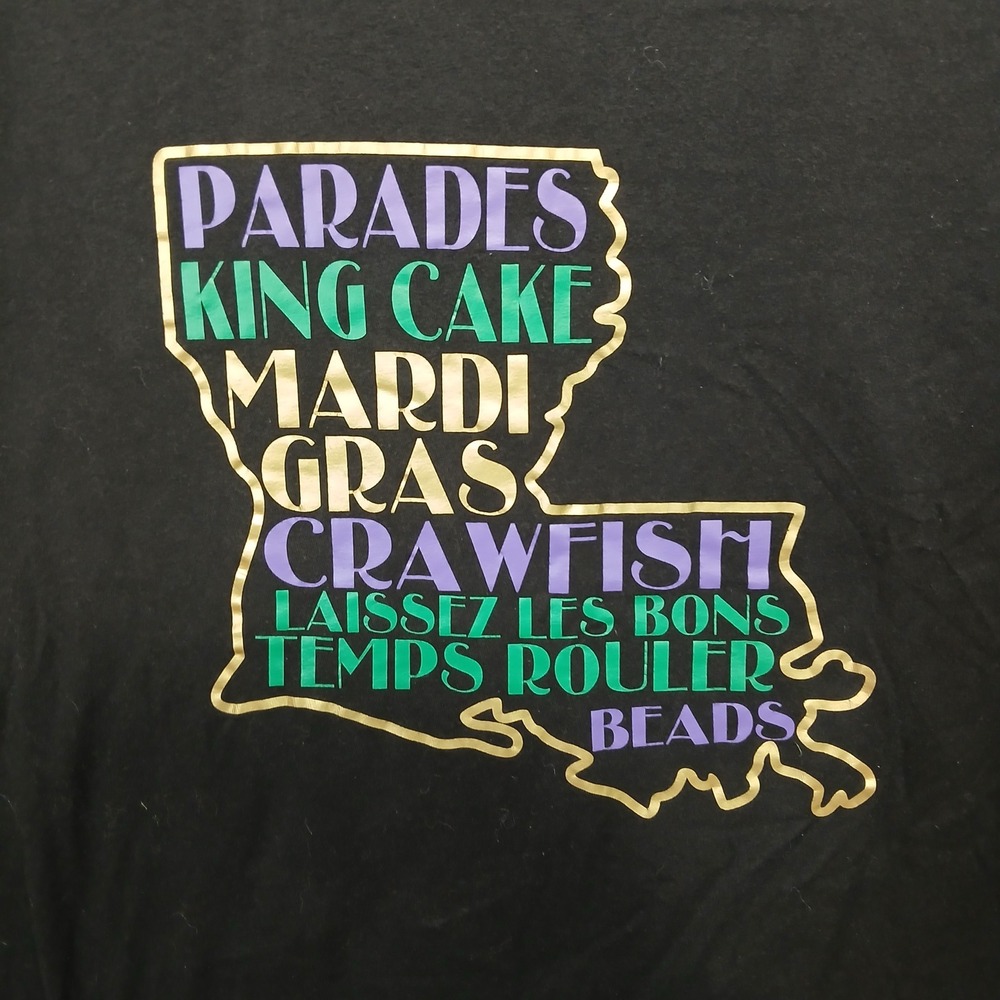 Mardi Gras M 100% Cotton Shirt Louisiana Cajun Crawfish LSU Saints New Orleans